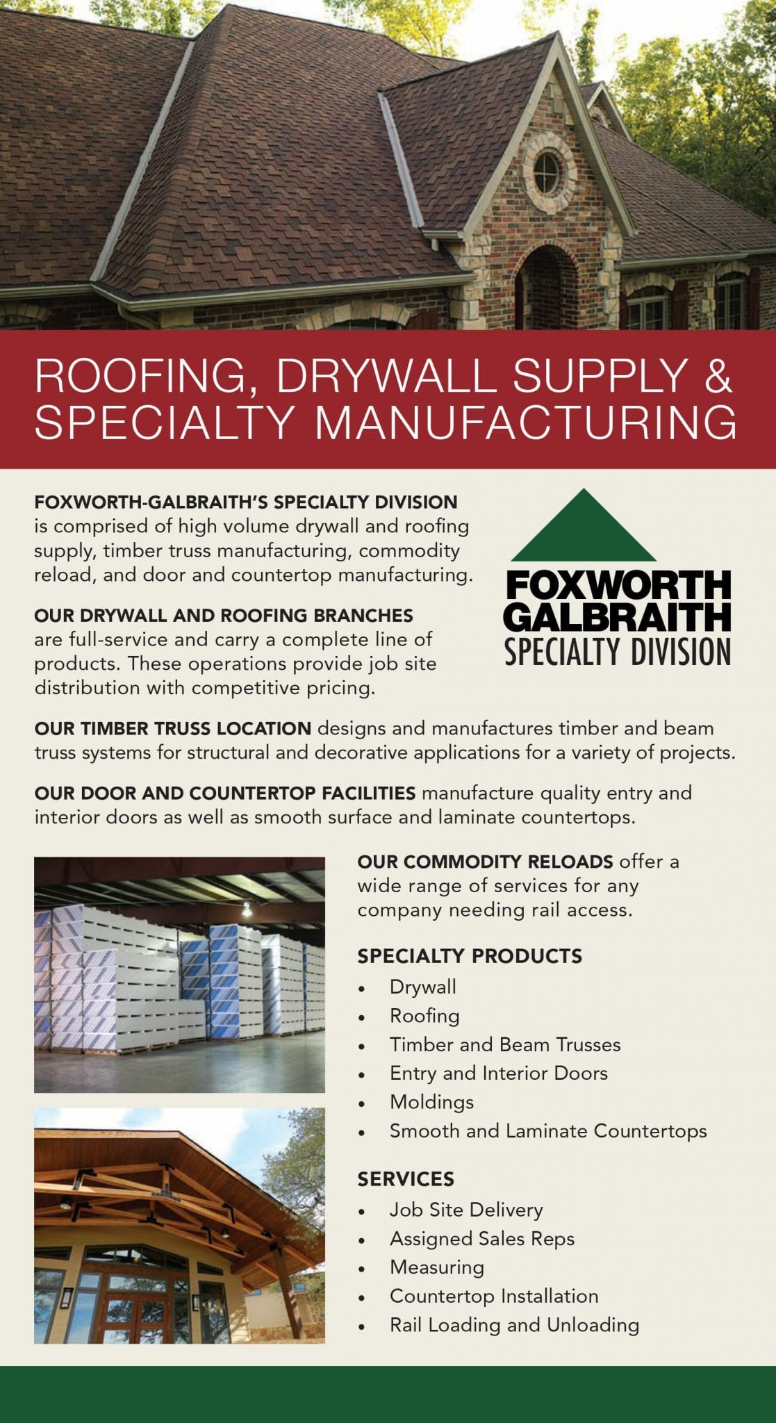 Roofing, Drywall Supply and Specialty Manufacturing