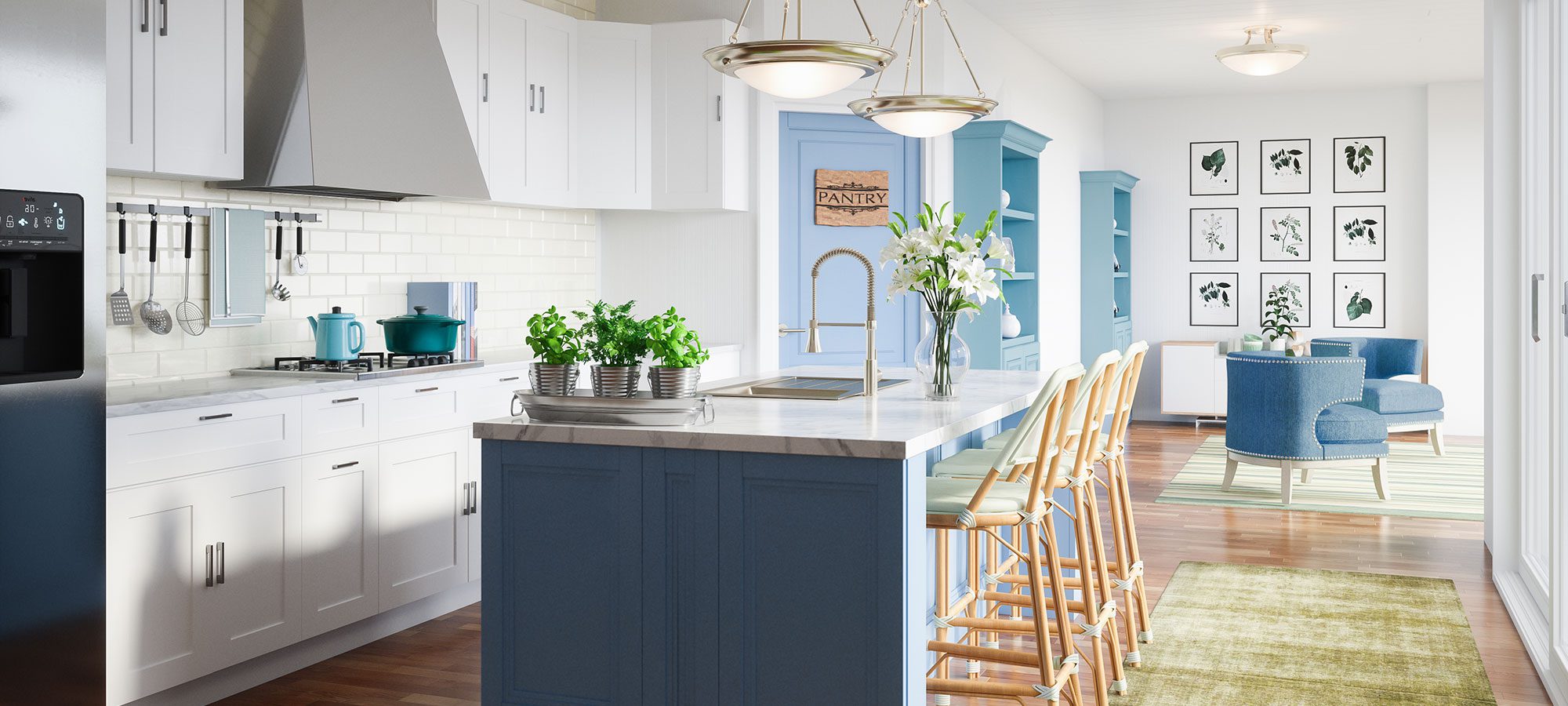 Design House Kitchen White & Blue