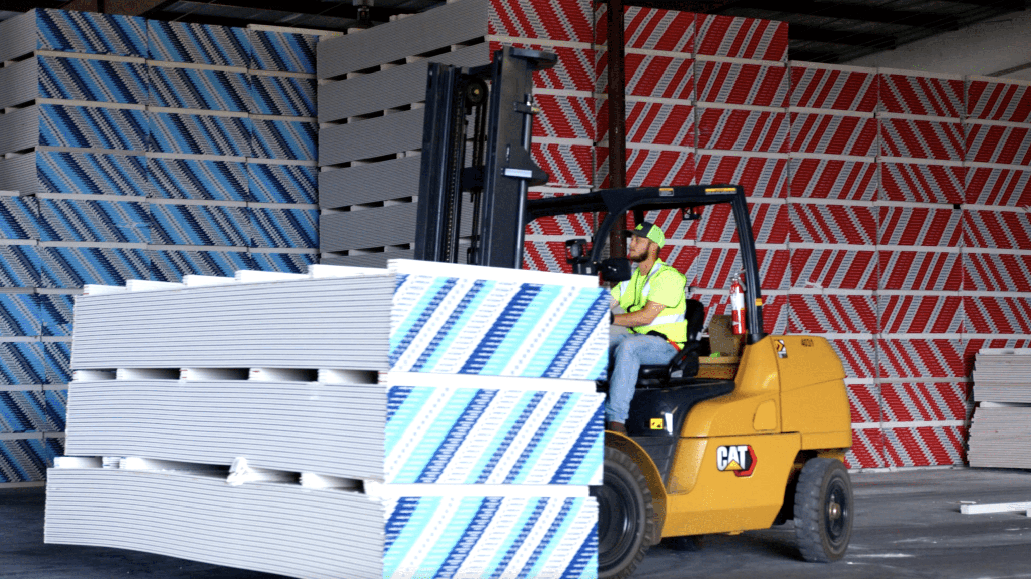 drywall on forklift
